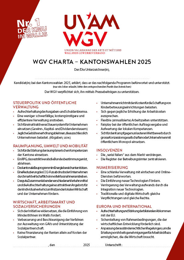 élections cantonales chaque candidat peut soutenir la Charte UVAM